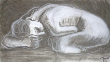 Dessin intitulée "Sad Danaid" par Carmen Tyrrell, Œuvre d'art originale, Fusain