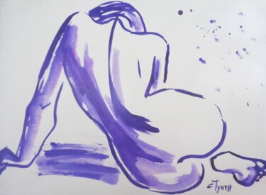 Zeichnungen mit dem Titel "Curves 28 Purple -…" von Carmen Tyrrell, Original-Kunstwerk, Tinte