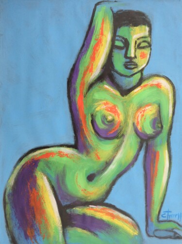Painting titled "Colourful Figure 2" by Carmen Tyrrell, Original Artwork, Acrylic