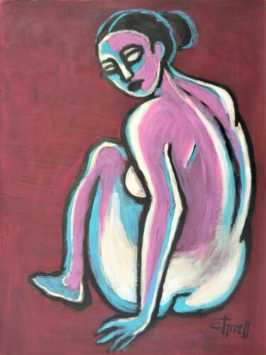 Malerei mit dem Titel "Burgundy And Turquo…" von Carmen Tyrrell, Original-Kunstwerk, Acryl