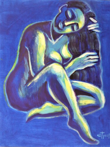 Peinture intitulée "Midnight Blue Figure" par Carmen Tyrrell, Œuvre d'art originale, Acrylique