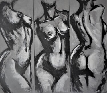 Painting titled "Triptych - Three Gr…" by Carmen Tyrrell, Original Artwork, Acrylic