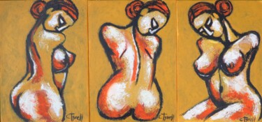 Malerei mit dem Titel "Triptych - Earth Go…" von Carmen Tyrrell, Original-Kunstwerk, Acryl Auf Keilrahmen aus Holz montiert