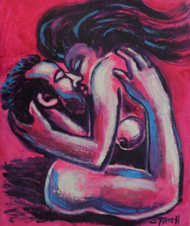 Painting titled "Lovers At Sunset 2" by Carmen Tyrrell, Original Artwork, Acrylic Mounted on Wood Stretcher frame