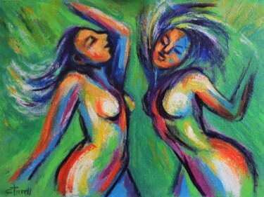 「Dance, Colours and…」というタイトルの絵画 Carmen Tyrrellによって, オリジナルのアートワーク, アクリル ウッドストレッチャーフレームにマウント