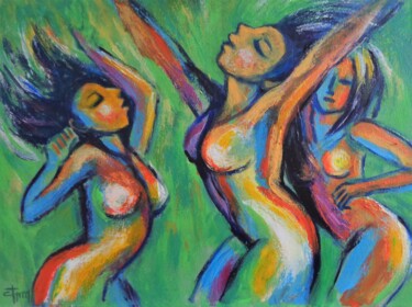 Painting titled "Dance, Colours and…" by Carmen Tyrrell, Original Artwork, Acrylic Mounted on Wood Stretcher frame