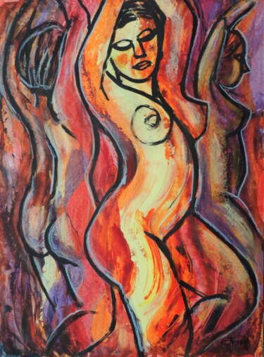 Malerei mit dem Titel "Summer Glow 2" von Carmen Tyrrell, Original-Kunstwerk, Acryl