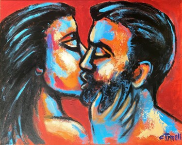 Ζωγραφική με τίτλο "Lovers - Valentines…" από Carmen Tyrrell, Αυθεντικά έργα τέχνης, Ακρυλικό Τοποθετήθηκε στο Ξύλινο φορείο…