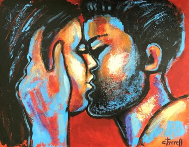 绘画 标题为“Lovers - Valentines…” 由Carmen Tyrrell, 原创艺术品, 丙烯 安装在木质担架架上