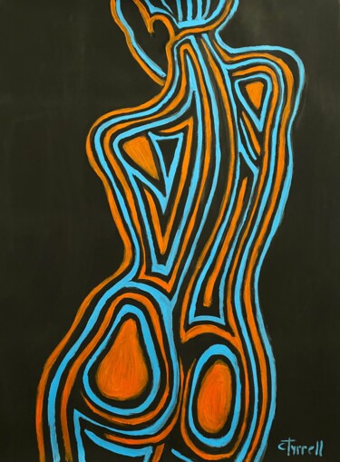 Painting titled "Painted Body Orange…" by Carmen Tyrrell, Original Artwork, Acrylic
