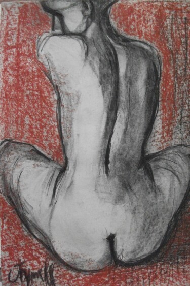 Disegno intitolato "Back 4" da Carmen Tyrrell, Opera d'arte originale, Carbone