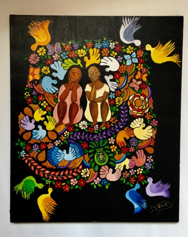 Painting titled "Femmes latinos rêve…" by Carmen, Original Artwork, Acrylic