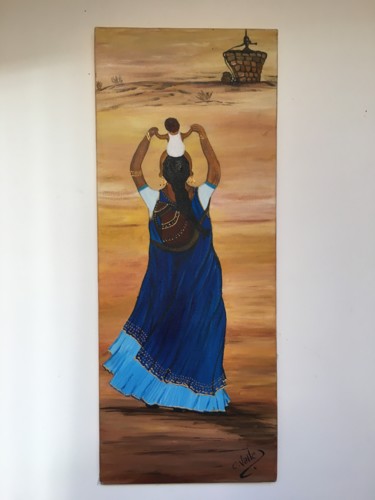 Malerei mit dem Titel "Maternité" von Carmen, Original-Kunstwerk, Acryl