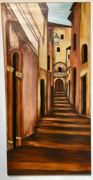 Malerei mit dem Titel "Village" von Carmen, Original-Kunstwerk, Acryl