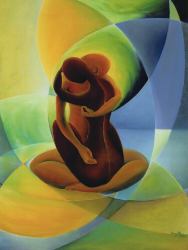 Malerei mit dem Titel "Liebe 1, Innigkeit" von Carmen Wagner, Original-Kunstwerk, Öl