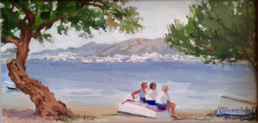 Painting titled "N27 Mirando al mar" by Carmen Gutierrez Cueto, Original Artwork, Oil