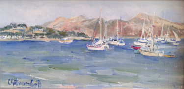 Pintura intitulada "N03 Barcos en el Pu…" por Carmen Gutierrez Cueto, Obras de arte originais, Óleo