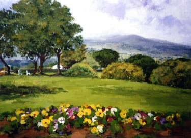 Pintura intitulada "V52 Flores en el Ca…" por Carmen Gutierrez Cueto, Obras de arte originais, Óleo