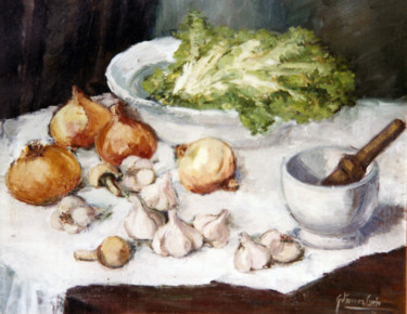 Painting titled "V16 Bodegón de las…" by Carmen Gutierrez Cueto, Original Artwork, Oil