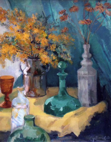 Painting titled "V39 Cristales y mim…" by Carmen Gutierrez Cueto, Original Artwork, Oil