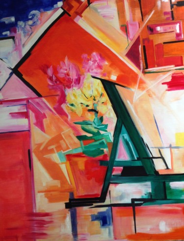 Painting titled "Aurora con flores" by Carmen Lopez Martinez, Original Artwork, Acrylic