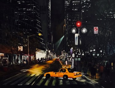 Painting titled "La noche en Nueva Y…" by Carmen Lopez Martinez, Original Artwork, Acrylic