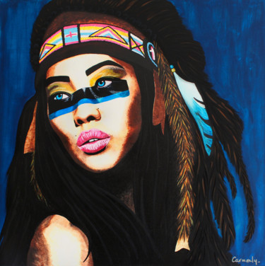 Painting titled "APACHE" by Carmenly, Original Artwork, Acrylic