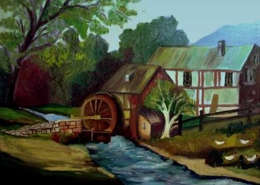 Pintura titulada "molino & masia" por Maria Del Carmen Pelletier Fontan, Obra de arte original