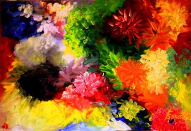 Pintura titulada "motivo floral - pal…" por Maria Del Carmen Pelletier Fontan, Obra de arte original