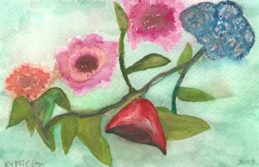 Pintura titulada "motivo floral-acuar…" por Maria Del Carmen Pelletier Fontan, Obra de arte original