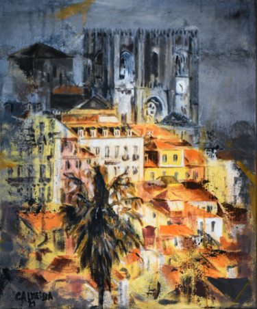Painting titled "Lisbon Old Cathedral" by Carmo Almeida, Original Artwork, Acrylic