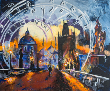 Картина под названием "Mystical Prague" - Carmo Almeida, Подлинное произведение искусства, Акрил Установлен на Деревянная ра…