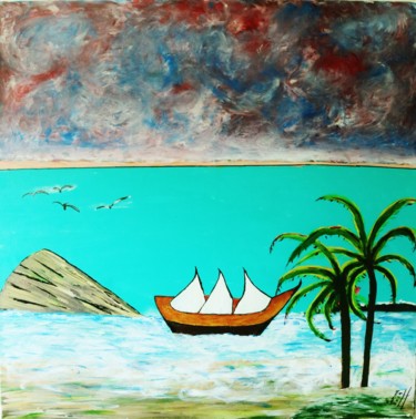 Pittura intitolato "Veleiro" da Carma Carvalho, Opera d'arte originale