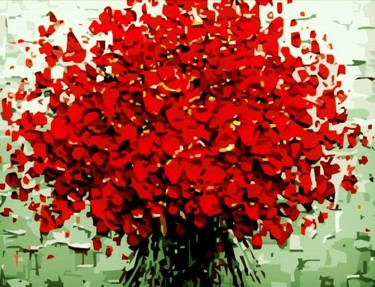 Pintura intitulada "Árvore-flor-vermelha" por Carma Carvalho, Obras de arte originais
