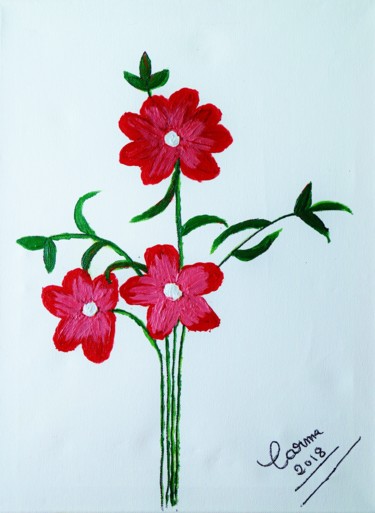 Pintura intitulada "Flor vermelha 2" por Carma Carvalho, Obras de arte originais