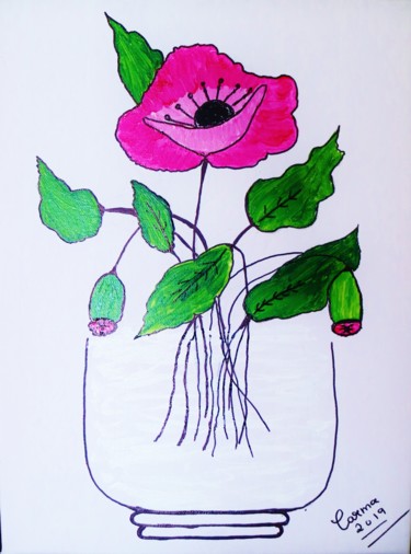 Pintura intitulada "Flor cor de rosa.jpg" por Carma Carvalho, Obras de arte originais