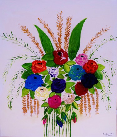 Pintura intitulada "Jarra de flores" por Carma Carvalho, Obras de arte originais, Acrílico