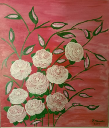 Pintura intitulada "Roseira" por Carma Carvalho, Obras de arte originais, Acrílico