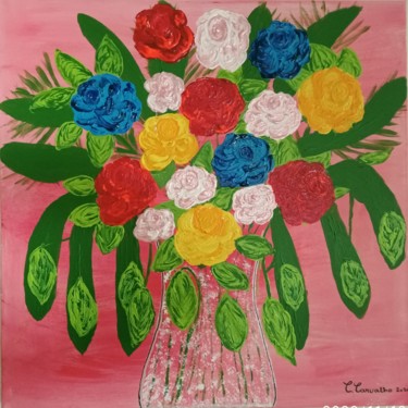 Pintura intitulada "Jarra de flores 2" por Carma Carvalho, Obras de arte originais, Acrílico