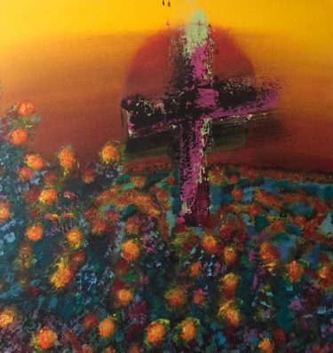 Peinture intitulée "les âmes à la croix" par Caroline Sterlé, Œuvre d'art originale, Acrylique