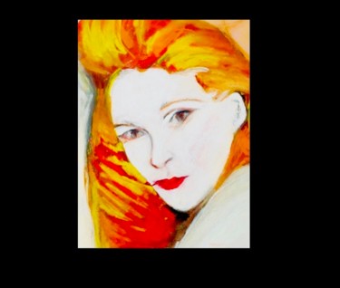 Malarstwo zatytułowany „Portret rudowłosej…” autorstwa Caro, Oryginalna praca, Pastel