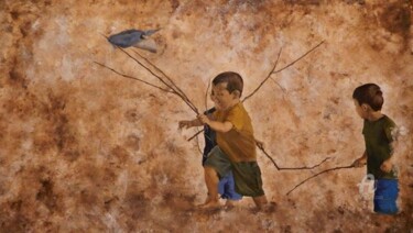 Pintura titulada "El clarín de la gue…" por Caro Becker, Obra de arte original, Acrílico