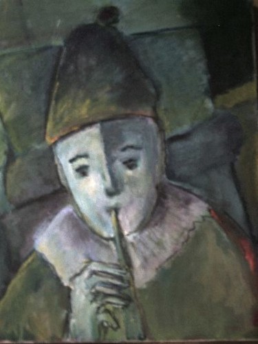 Painting titled "Clown joueur de flû…" by Odile Caron, Original Artwork, Oil
