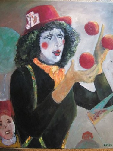Pintura intitulada "Jongleuse" por Odile Caron, Obras de arte originais, Óleo