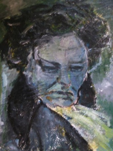 Painting titled "Beethoven" by Odile Caron, Original Artwork, Oil