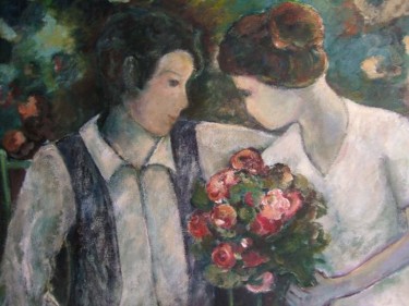 Painting titled "Rencontre" by Odile Caron, Original Artwork, Oil