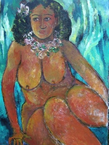Картина под названием "Tahitienne" - Odile Caron, Подлинное произведение искусства, Масло
