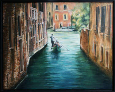 Painting titled "Venise" by Carol Hougue, Original Artwork, Oil