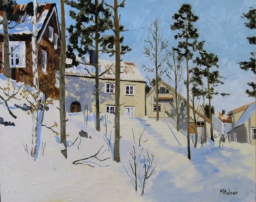 Quartier résidentiel Songeheia, Arendal Painting titled "Quartier résidentie…" by Karol Reber, Original Art, Oil