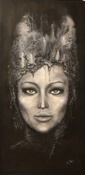 Painting titled "Forestwoman" by Carola Eleonore Thiele, Original Artwork, Oil